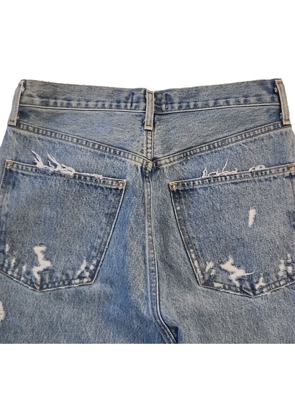 Jeans Crop Blue 90s Distressed Straight-Leg High-rise  Denim Size 25 - Picture 10 of 16